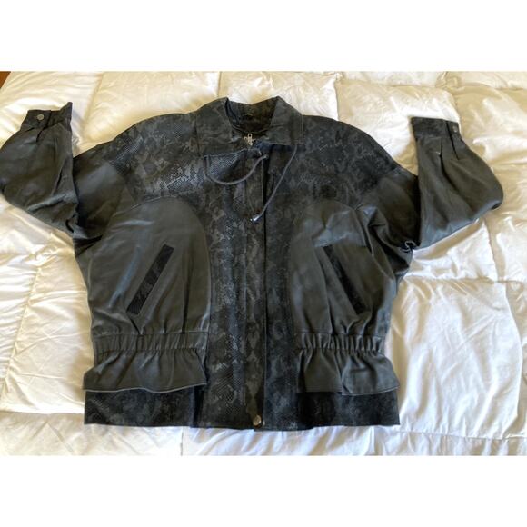 Wilsons Women's Black Leather Thinsulate Zip Out Liner Bomber Jacket Y2K 80s SzL - Picture 4 of 16